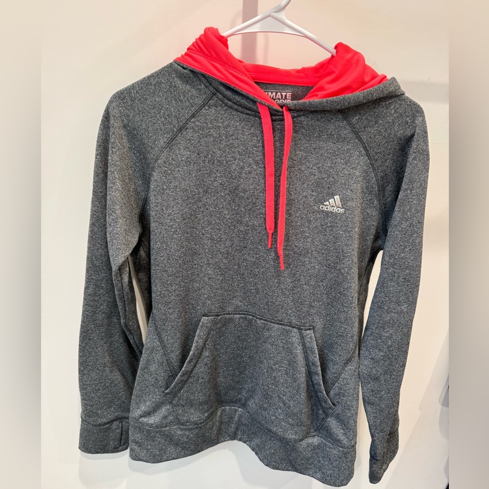 adidas Pink and Gray Ultimate Hoodie - Medium